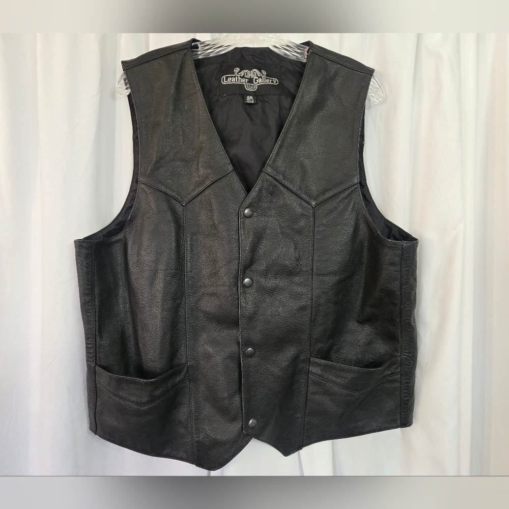 Leather Gallery Men's Leather Snap Vest Size 46